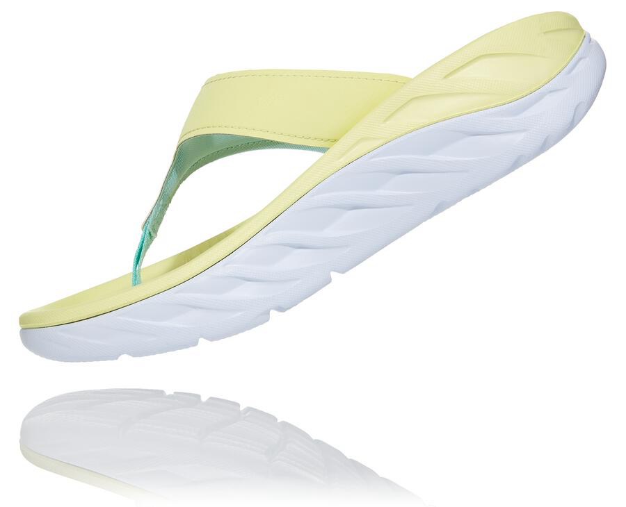 Hoka One One Womens Sandals - ORA Recovery Flip - Yellow/White - RNAJ02983
